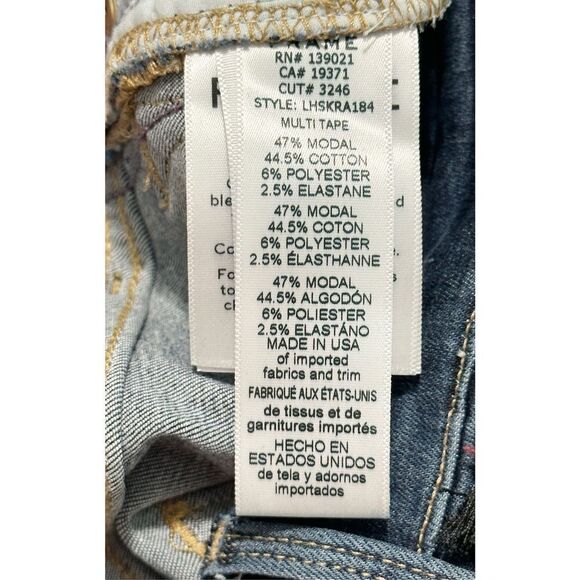 Frame Le High Skinny Multi Tape Stripe Skinny Jeans Raw Hem Dark Wash Size 24 - Picture 11 of 13